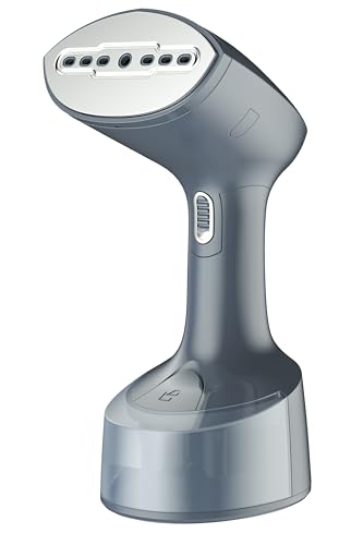 Image of Russell Hobbs 1500W Foldable Handheld Garment Steamer | Quick Heat-Up in 25s, 24g Constant Steam Output with Lock Button | Brush Attachment & 99.9% Bacteria Removal | RGS1500HANDYF (Grey)