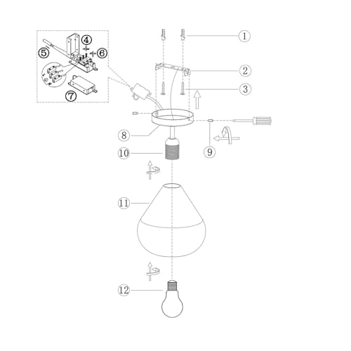 Plafonnier rond d.20cm Fabas Luce Lila avec ampoule LED E27