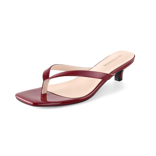 Image of Women's Flip-Flops Kitten Heels Thong Sandals For Women Square Toe Slip On Fashion Summer Dress Sandals