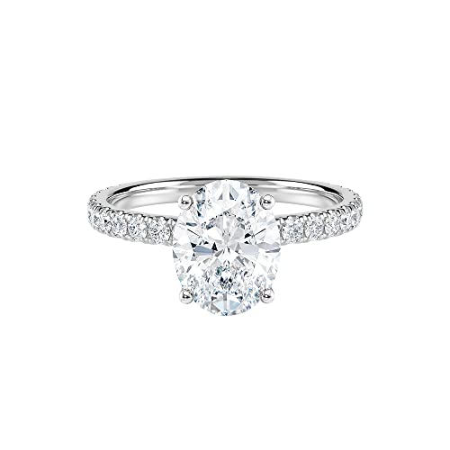 Diamond Wish IGI Certified 1 to 3 Carat Oval Shape Lab Grown Diamond Ribbon Halo Engagement Ring for Women in 14k Gold with Side Stones (I-J, VS-SI, cttw) Anniversary Promise Ring Size 4 to 92