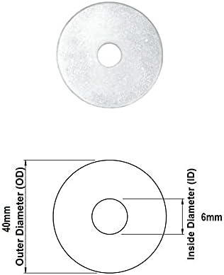 TERF® 20 Pcs Zinc Plated Steel M6 / 6mm X 38mm Flat Repairs Penny Washers Mudguard Fender Washer 6mm Hole and 38mm Out Side Large Diameter - Image 3