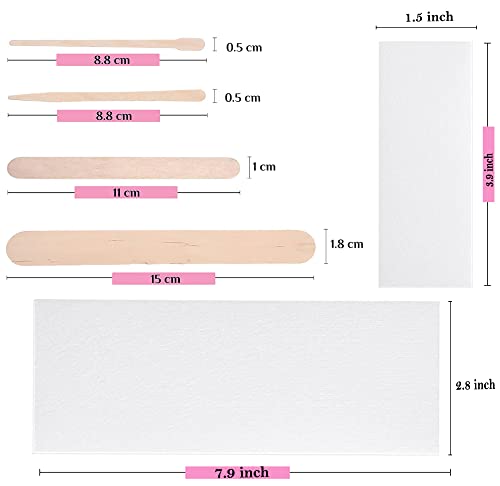 Image of Mibly 4 Style 400 Pcs Assorted Wooden Wax Sticks for Body Legs Face and Small Medium Large Sizes Eyebrow Waxing Applicator Spatulas for (400 Piece Set)