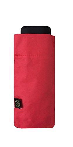 SMATI - Parapluie Pliant Ville Version améliorée - Mini Taille Poche 18,5cm - Design rectangulaire - Résitant au Vent - Couleur Unie (Rouge)