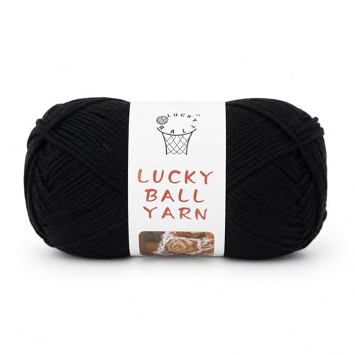 Image of LUCKY BALL Milk Cotton Yarn, 100g / 240 yd 60% Cotton 40% Acrylic #2 Fine Sport Yarn, Soft Crochet & Knitting Yarn for Amigurumi Dolls, Baby Items, Flowers, Hats, Sweaters, Blankets (Black)
