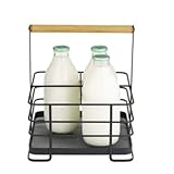 Lakeland Black Mesh Metal Milk Bottle Holder – Holds 4 Standard Pint Bottles Rust-Resistant