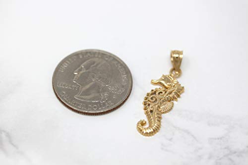 14k Filigree Seahorse Charm Pendant3