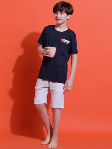 Image of Li'l Tomatoes Boys 100% Cotton Night Suit | Summer T-Shirt & Shorts Set | Soft & Breathable Sleepwear | 9-16 Years