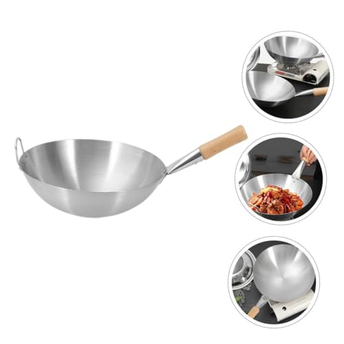 Wok de acero inoxidable con mango de madera miniatura 2
