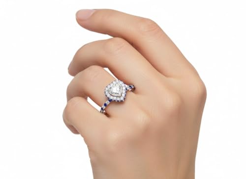 Image of Choose Your Gemstone Rollover Heart Diamond CZ Engagement Ring 925 Sterling Silver Heart Shape Petite Engagement Rings Lightweight Office Wear Everyday Gift Jewelry US Size 4 to 12