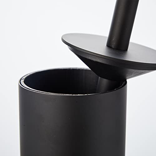 Image of Freestanding Luxury Toilet Brush 304 Stainless Steel Toilet Brush and Holder 19-Inches Tall Round Rust Resistant Anti-Odor and Easy to Clean with Matte Black Finished