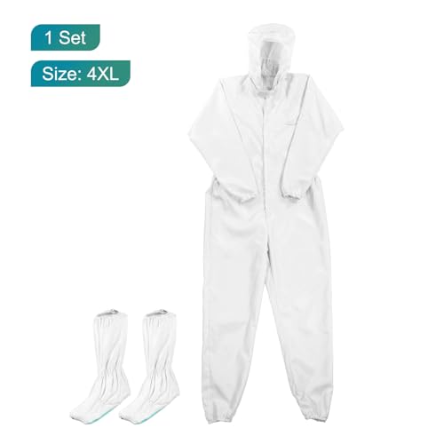 Image of MECCANIXITY ESD Lab Coat Anti Static Clothing Science One Piece Clothes Elastic Cuff with Hat Hood Uniform Work for Men Women