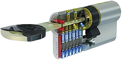 Tesa Assa Abloy, TX853535L, Cilindro de Alta Seguridad, TX80, Doble Embrague, Leva Larga, Llave - Llave, Latonado, 35 x 35 mm