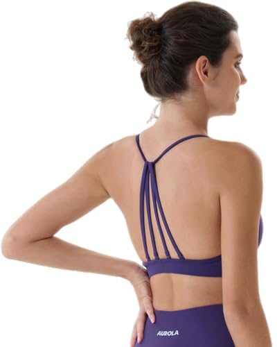 Image of AUROLA Mercury Workout Sports Bras Women Athletic Removable Padded Backless Strapy Minimal Crop Top
