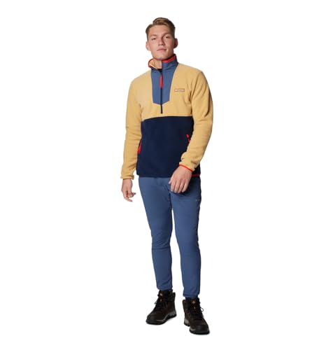 Columbia Men's Sequoia Grove Half Zip Fleece, Light Camel/Dark Mountain/Collegiate Navy/Spicy, X-Large - Image 3