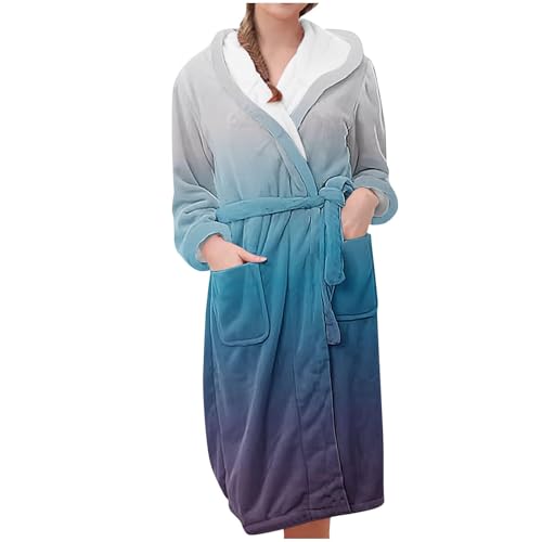 Peignoir long femme en éponge dégradée et polaire flanelle douce
