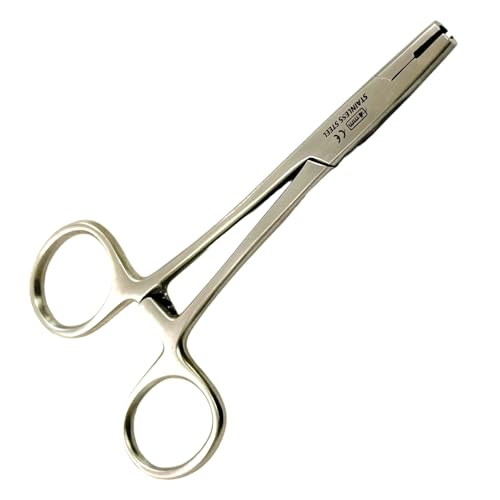 Dermal Tops Piercing Hemostat Forceps | Tube Anchor Placing Pliers Body Piercing Ball Removal Tool | Stainless Steel | Jaw Size 4mm (1 Each)
