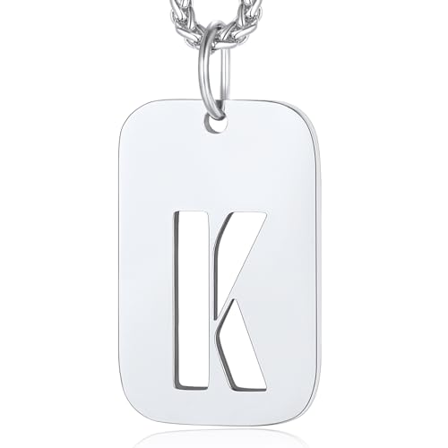 ChainsPro Mens Dog Tag Necklace Gifts for Christmas Military Dog Tags for Men Stainless Steel Letter Pendant Initial Jewellery for Men Friend Husband