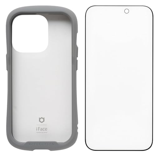 iFace Reflection iPhone 15 Pro ケース クリア 強化ガラス (グレー) ガラスフィルム アンチグレア セット【アイフェイス アイフォン15プロ 保護フィルム 透明 耐衝撃 クリアケース 韓国 ストラップホール】