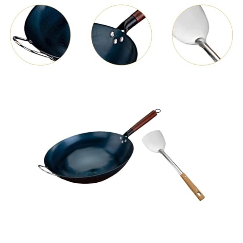 Wok de hierro con mango de madera, 36 cm miniatura 2