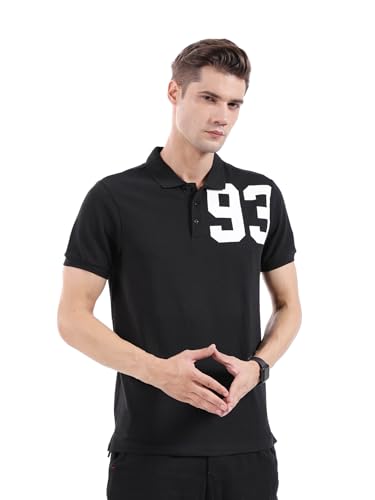 Image of The Indian Garage Co Men Polycotton Slim Fit Graphic Print Polo Collar Tshirt