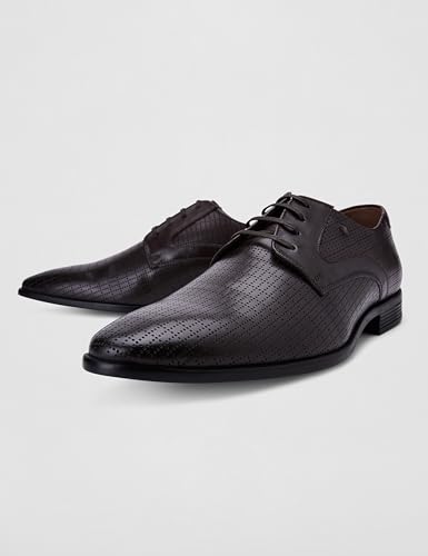Image of Louis Philippe Men Premium Leather Breathable Lining Material Anti Slip with Heel TPR Sole Formal Derby Shoes