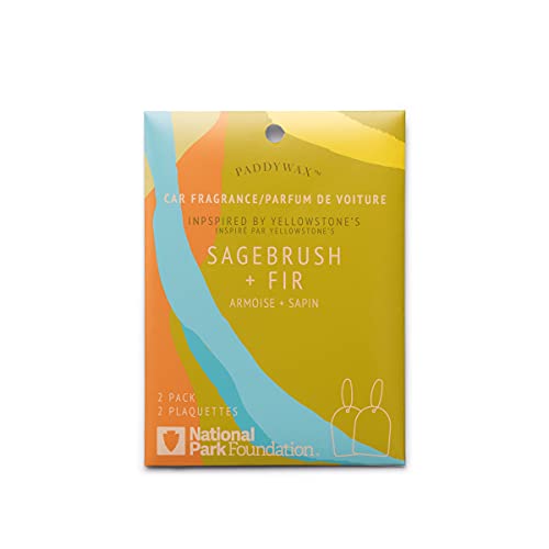 Image of Paddywax National Parks Collection Hanging Car Air Freshener, Car Accessories, 2 Pack, Yellowstone (Sagebrush + Fir)
