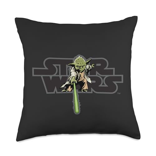 Star Wars Logo Jedi Master Yoda Lightsaber Throw Pillow