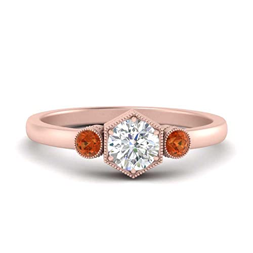 Bague de fiançailles diamant or rose et sa monture hexagonale d'exception
