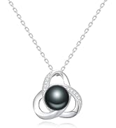 Tahitian Black Pearl Necklace 925 Sterling Silver Pendant Gifts for Women Wife Mom Anniversary/Ch...