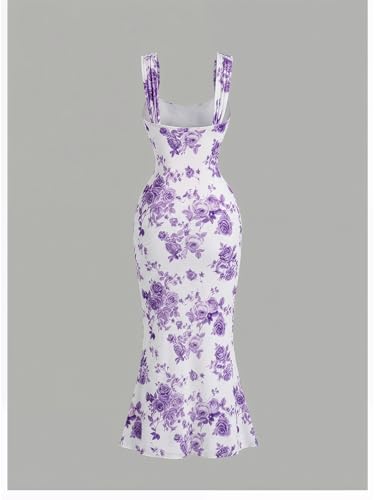 Image of GORGLITTER Women's Floral Summer Wedding Guest Dress Ruched Cocktail Party Bridal Shower Formal Beach Midi Sun Dresses