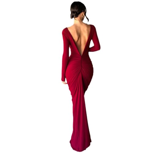 Tinbarry Abito da Sera Lungo Donna con Spalline Sottili, Maxi Aderente Senza Schienale, Estivo Senza Maniche, Elegante a Portafoglio, a Coda di Pesce per Festa e Cocktail