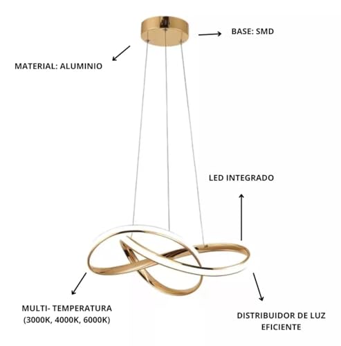 Lustre Pendente LP-02D Dourado Designer Moderno - Nitrolux