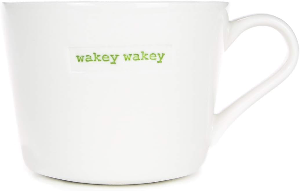 Keith Brymer Jones - Word Range - Ceramic Mini Bucket Mug - Gift Boxed - Wakey Wakey - 280ml