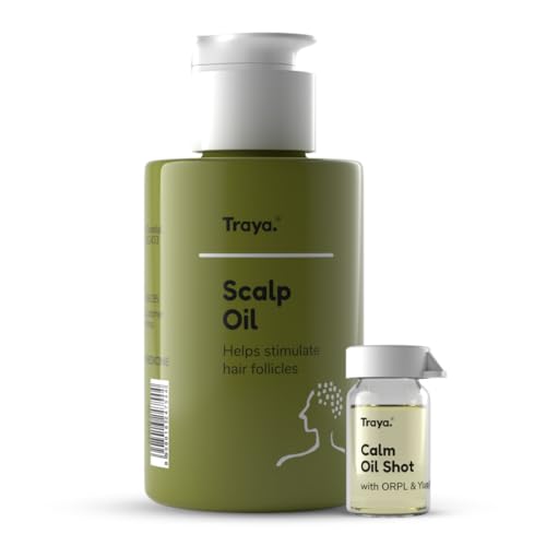 Image of Traya Scalp Oil with Calm Oil Shots for Stress Relief and Calm Sleep | Contains Coconut, Bhringraj for Hair, Ylang Ylang Essential and ORPL(87ml)