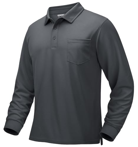 MAGCOMSEN Men's Polo Shirts with Pocket Long Sleeve Golf Quick Dry Shirts Performance Athletic Work Casual Collared Shirt2