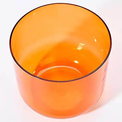 432Hz カラーサウンドボウル、ヨガ瞑想とサウンドヒーリング用クリスタルシンギングボウル、スデデマレットとOリング付きクォーツチャクラアルケミーボウル(Orange,A note)