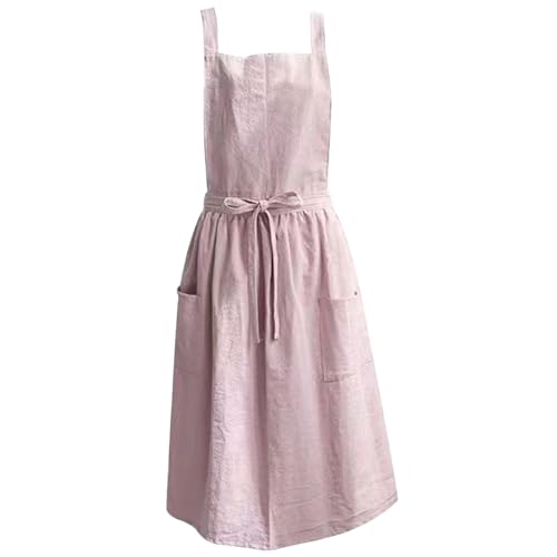 Tablier de jardin femme en coton doux avec poches et dos croisé
