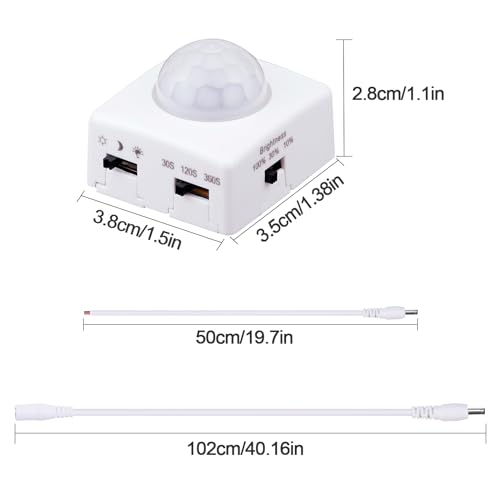 GOMING DC 5V 12V 24V Dimmable PIR Human Motion Activated Sensor Switch 3 Lighting Modes 3 Timing Off Modes 3 Brightness Modes for DIY LED Lighting(Max Load 72W) - Image 2