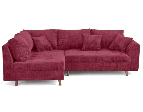 Lisa Design - Rune - canapé d'angle Gauche 4 Places en Velours texturé, Prune