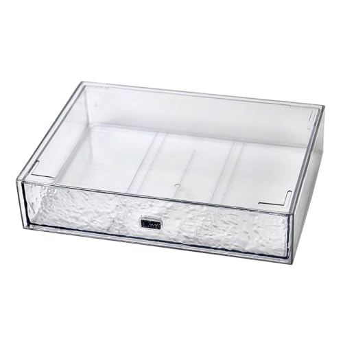 JIAFUJIN Desk Drawer Organizer, Stackable Plastic Storage Drawer, Grocery Organizer For Stationery/Office Supplies (New Clear, 1 Compartment))