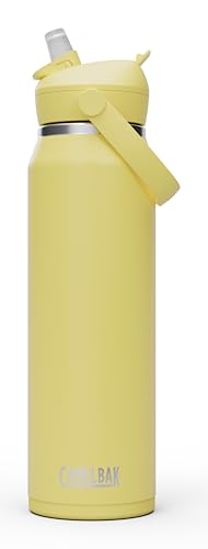 CamelBak Thrive - Botella de agua con popote abatible de 32 onzas, acero inoxidable aislado, flor amarilla