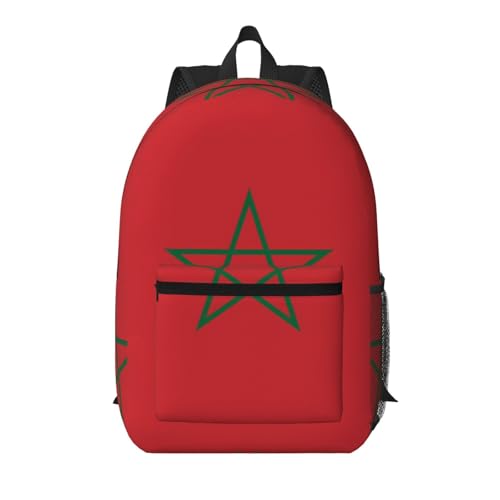 Sac à dos ordinateur résistant à l'usure et robuste avec imprimé drapeau Maroc