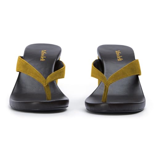 miss left Women Fashion Open Round Toe Flip Flops Wedge High Heel Slip on Mule Comfortable Summer Beach Casual Daily Slippers Size 4-16 US2