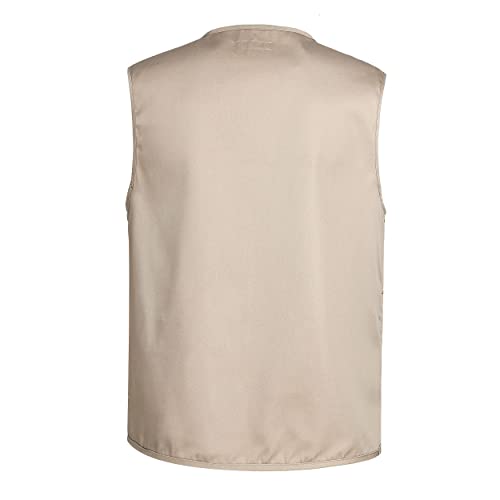 Lisuhepeal Men's Fishing Vest Summer Outdoor Work Safari Travel Photo Khaki Vests With Multi Pockets For Men (S18-Khaki, L) #TOP1