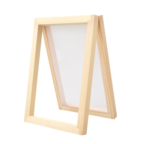 Cheynn Holz Papierherstellung Rahmen, A6 Papier Schöpfen Doppellagig Papierschöpfrahmen 18 x 13 cm DIY Papierhandwerk Schöpfrahmen Siebdruckrahmen für Papierkunst Handwerk DIY Craft