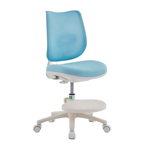 NATURFEN 学習椅子 小学生 高校生 勉強椅子 7°ロッキング機能搭載 疲れない 子供 椅子 8cm厚クッション 高さ＆奥行き＆足置き調節 イス 子ども用 6〜18歳成長対応 キッズチェア (Blue)