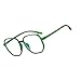 TIKATARER Blue Light Blocking Trend Polygon Spectacle, Lightweight Transparent Eyeglasses, Durable Comfortable Glasses with PC Silicone, Ideal for Men & Women (Green)