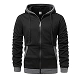 Winterjacke Herren Freizeitjacke mit Kapuze Reißverschluss Männer Jacke mit Taschen und Kordelzug...