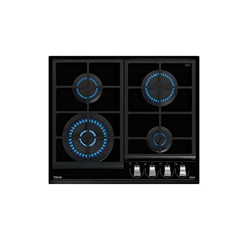 Teka GZC 64320 XB - Placa Cristal Gas de 60 cm, Función ExactFlame, de Gas Butano, Superficie de...