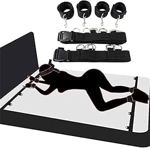 Bloque Yogauelle 𝚊accessoires pour adultes Matériau En Nylon Robuste, Protection À Quatre Poignets, Réglable Pour Les Lits King-size, Cadeaux Romantiques